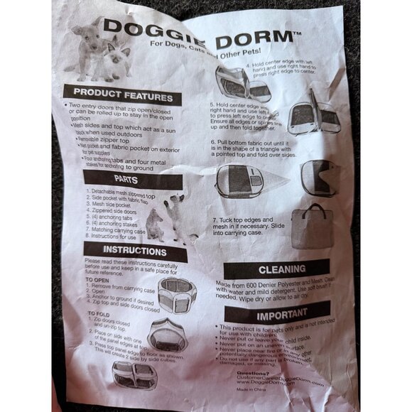 Portable Red Doggie/Cat Dorm Pet Playpen W/ Mesh Sides & Top Zippered Doors 600D - Picture 4 of 14